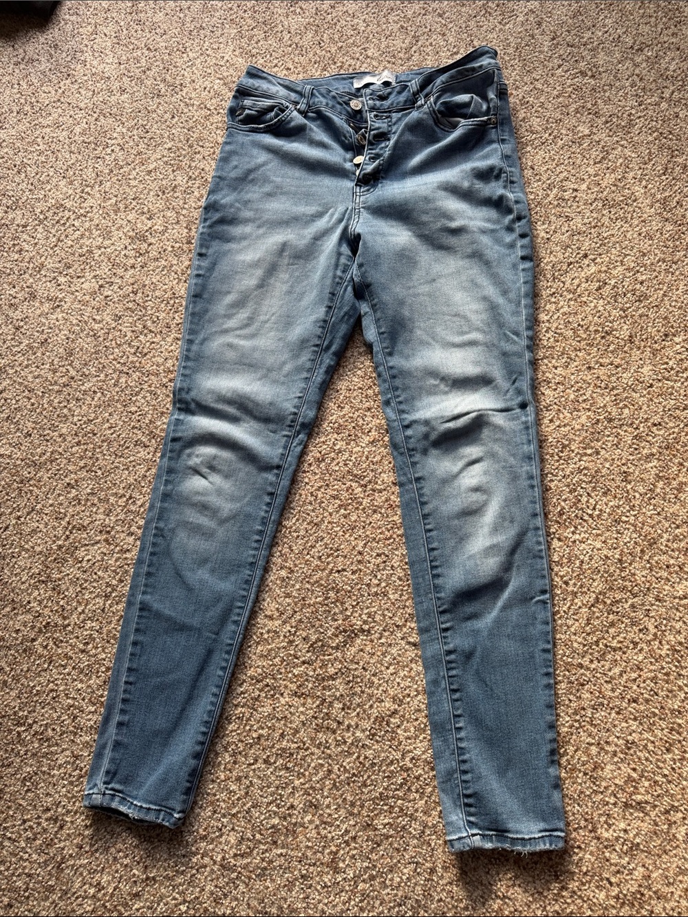 KanCan Women's Light Blue Skinny Jeans with Button Fly